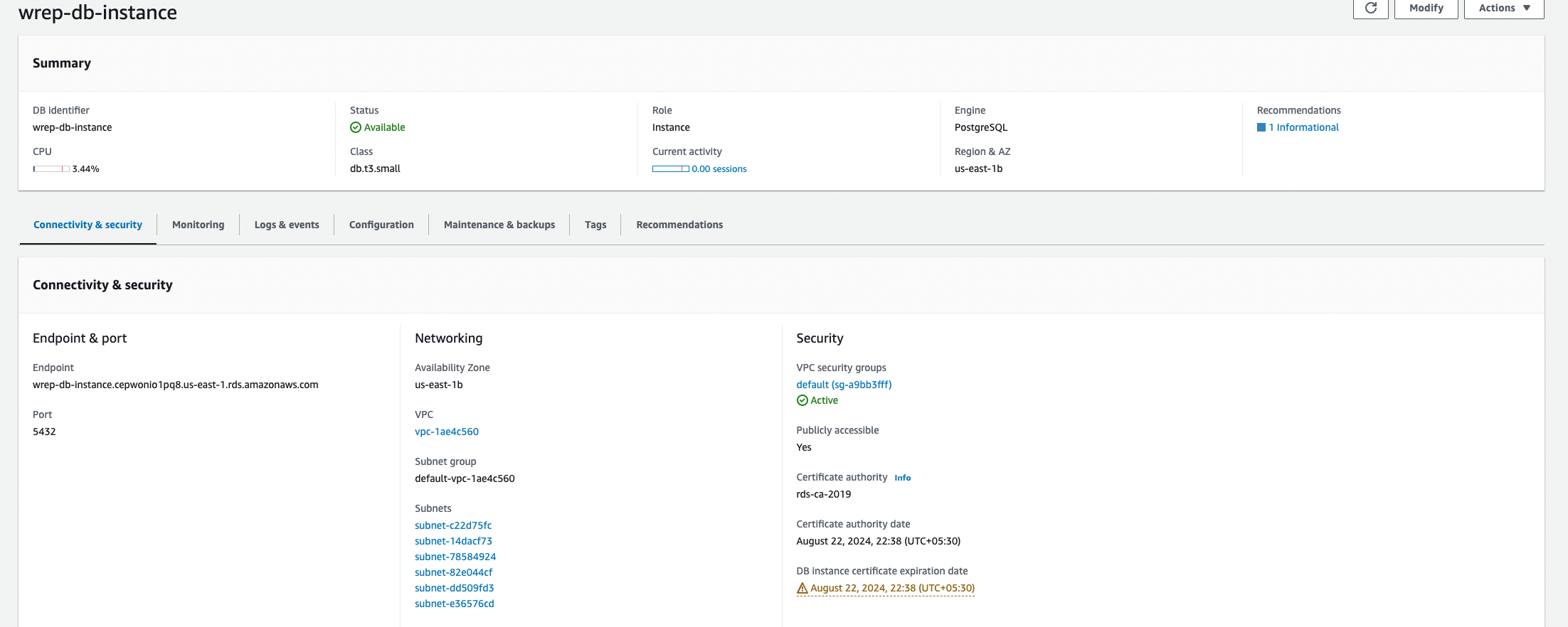 AWS RDS Instance Configuration