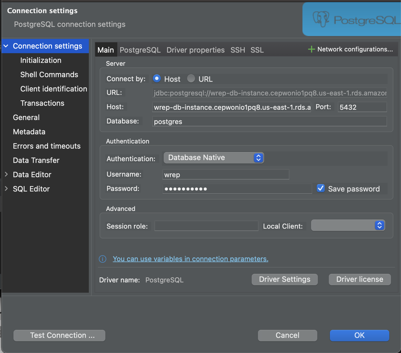 DBeaver Connection Setup
